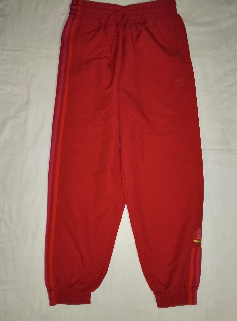 adidas Red Kids Sweatpants with Multi-Stripe Side Detail